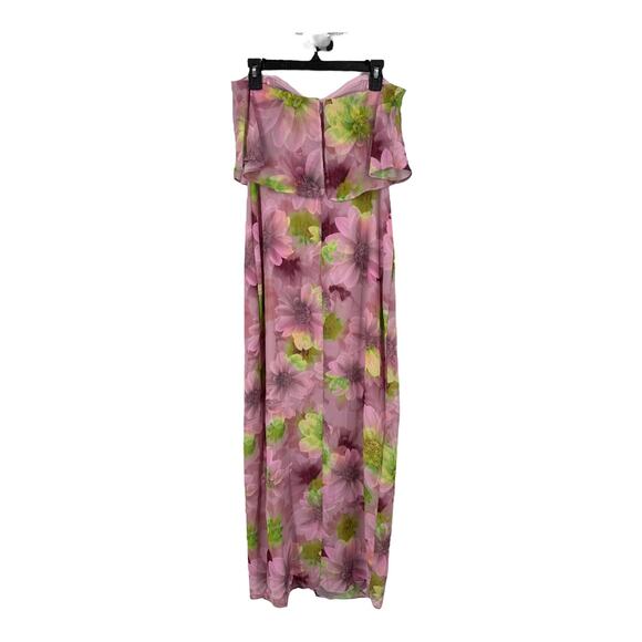 Jewel by Badgley Mischka strapless floral georgette dress DEFECT size 6 - Picture 4 of 9